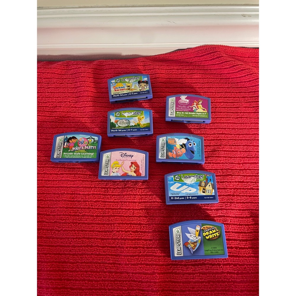 LeapFrog Leapster Learning Game Lot 8 Disney Princess Nemo Dora Up Kai-Lan